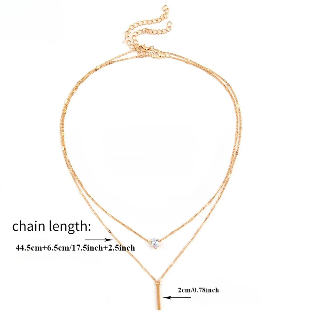 Multi-Layer Star & Heart Water Drop Necklace – Sexy Alloy & Glass Chain for Women