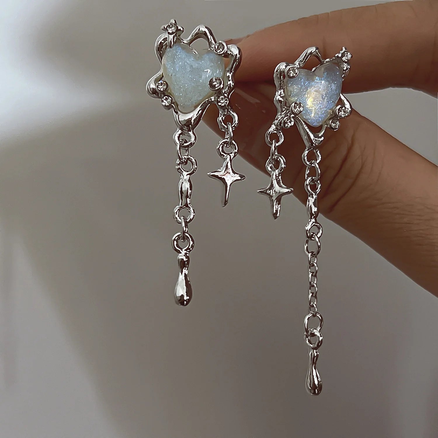 Y2K Silver Liquid Earrings – Punk Geometric Hip-Hop Jewelry for Women