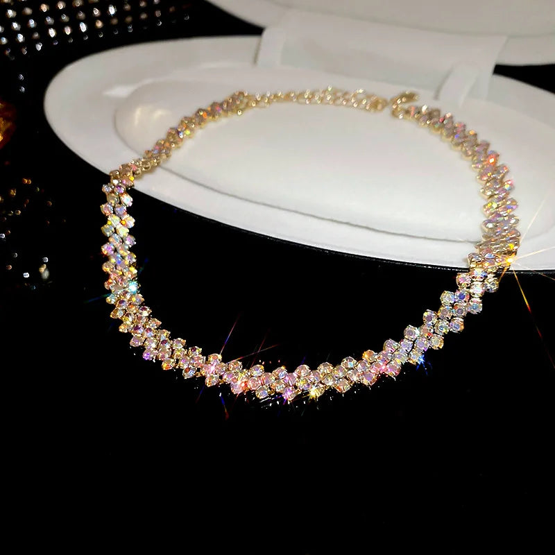 Shiny Rhinestone Choker Necklace for Women