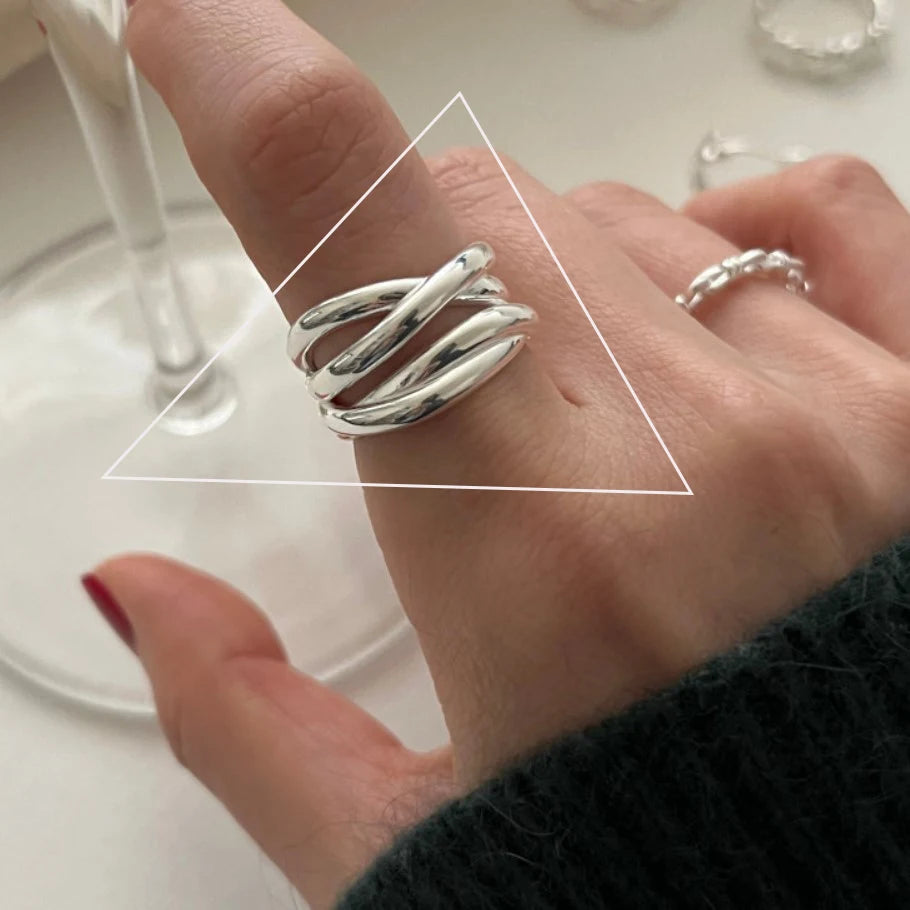 VENTFILLE 925 Silver Geometric Ring for Women