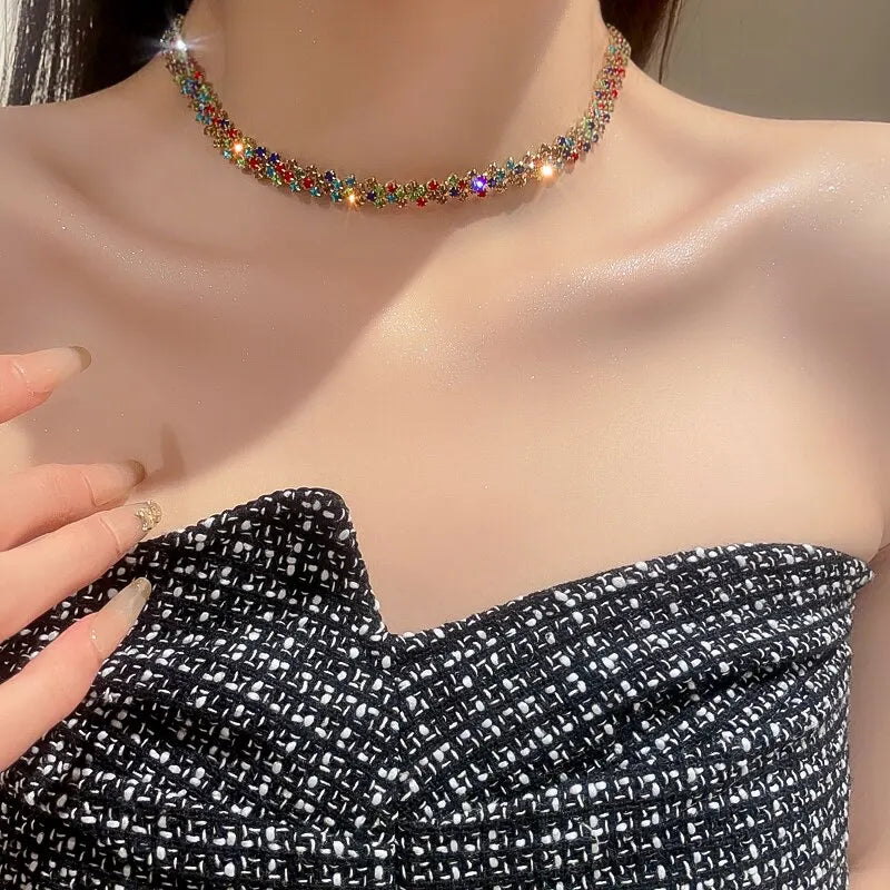 Shiny Rhinestone Choker Necklace for Women