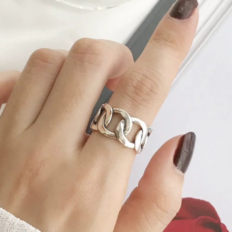 Sam Panda 925 Silver Adjustable Chain Ring