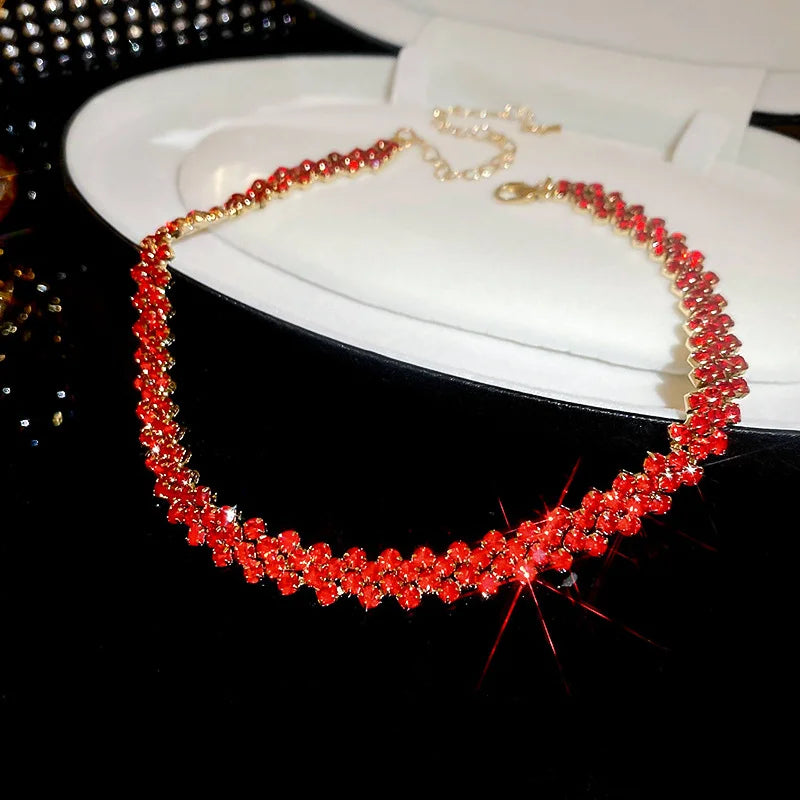 Shiny Rhinestone Choker Necklace for Women