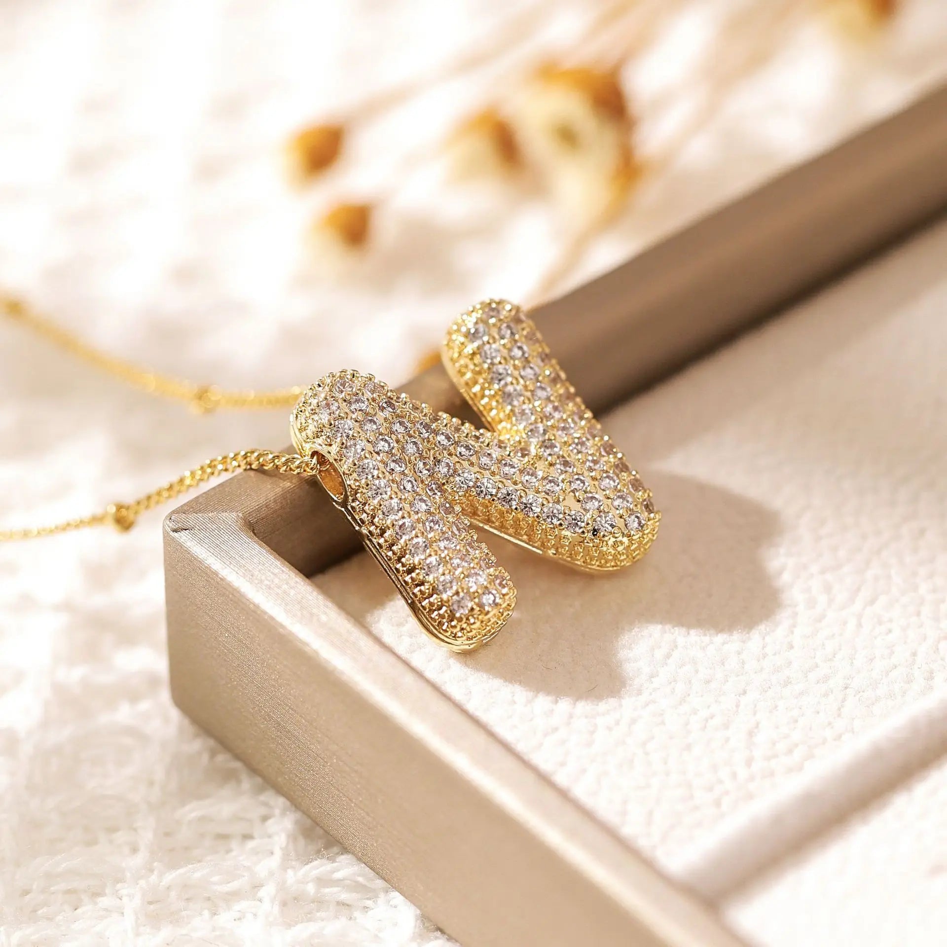 ZAKOL Gold Plated Cubic Zirconia Alphabet Necklace – Monogram Initial Jewelry for Women & Girls