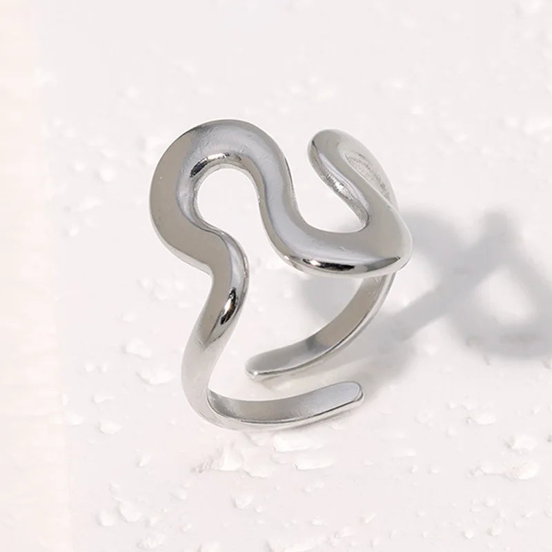 18K Gold Plated Stainless Steel Open Ring – Trendy Women’s Jewelry