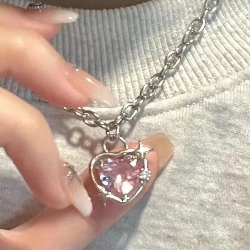 Y2K Crystal Butterfly Pendant Necklace for Women