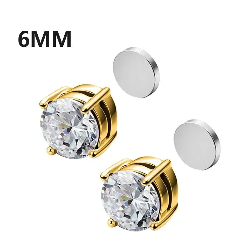 Magnetic Crystal Ear Studs – Non-Piercing Punk Earrings for Men & Women
