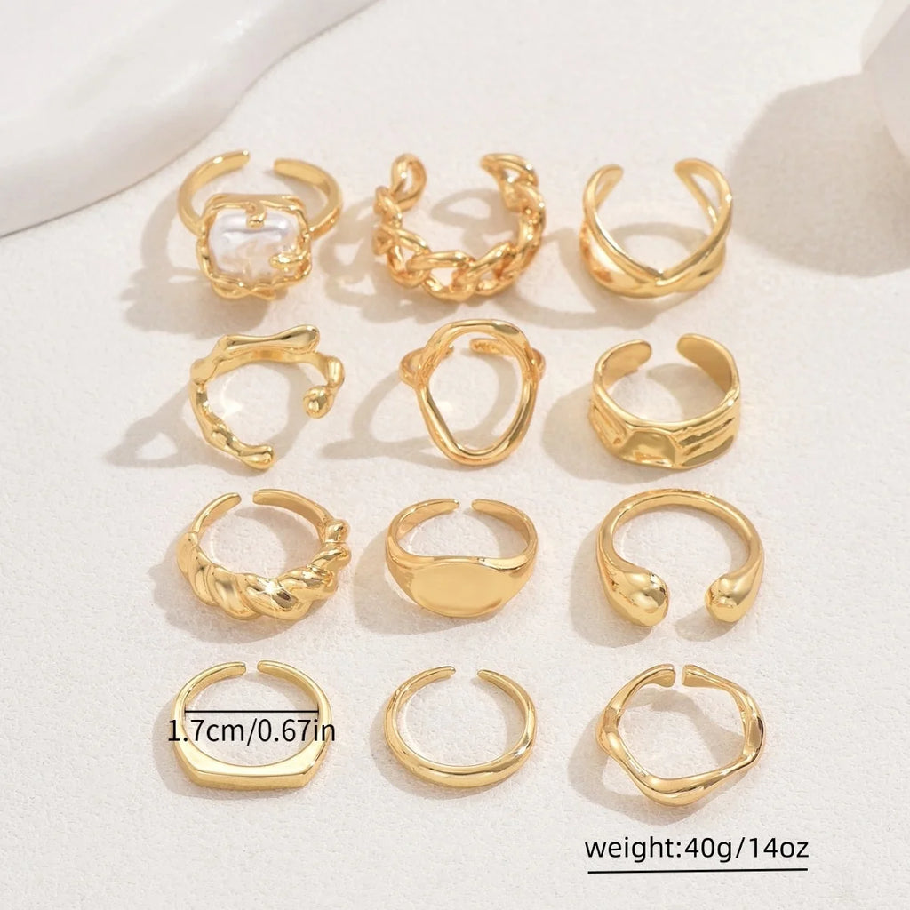 Geometric Gold Ring Set (12PCS)