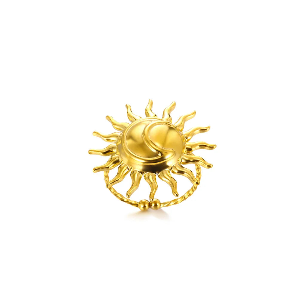 Elegant Gold Bloom Flower Open Ring