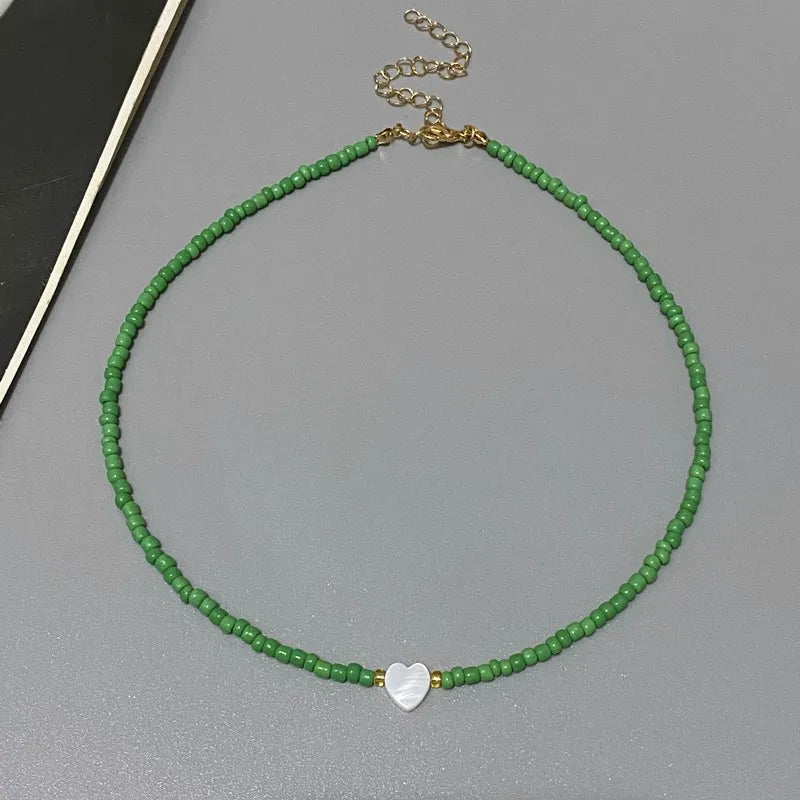 Shell Heart Choker Necklace – Colorful Beads Jewelry for Girls