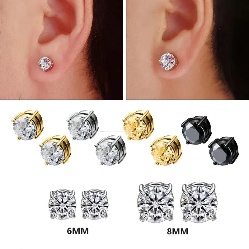 Magnetic Crystal Ear Studs – Non-Piercing Punk Earrings for Men & Women
