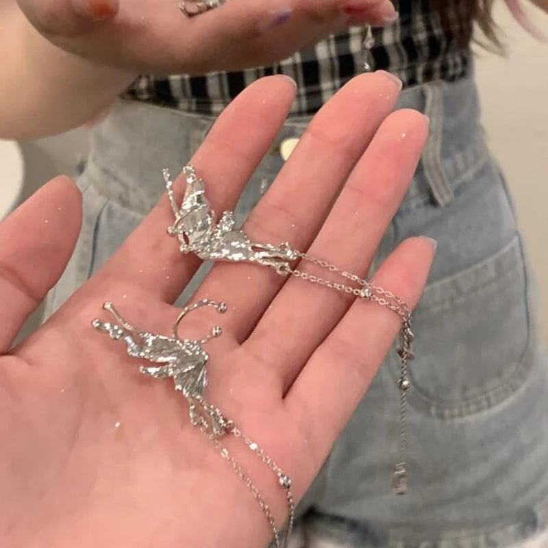 Y2K Silver Liquid Earrings – Punk Geometric Hip-Hop Jewelry for Women