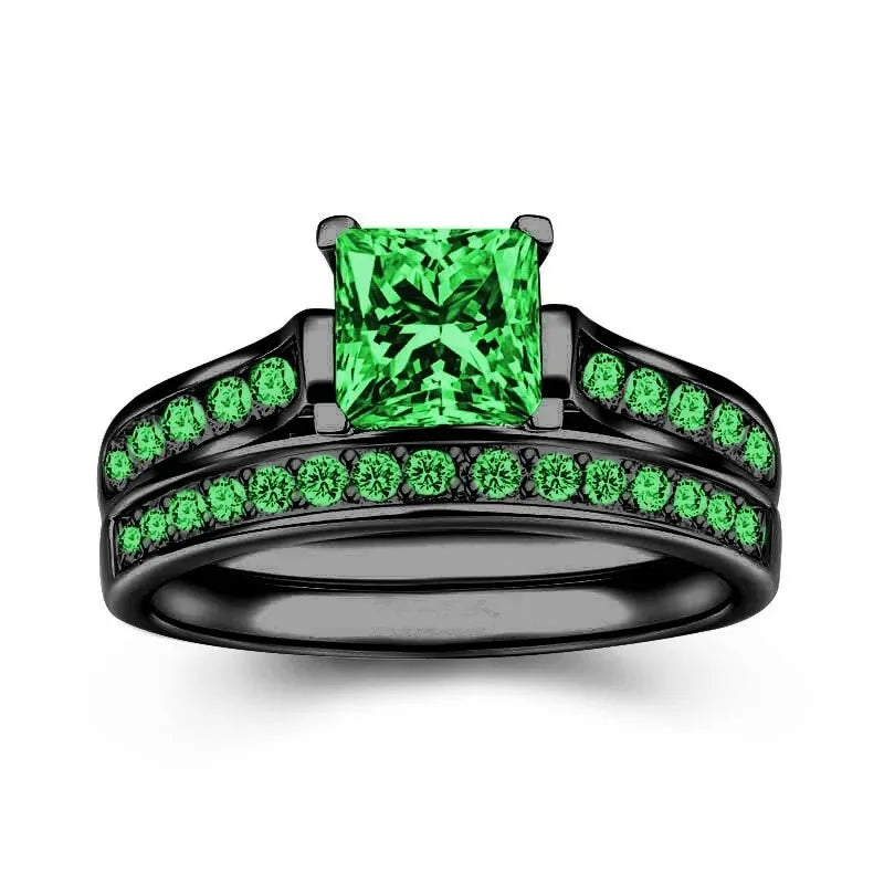 Couple Rings Red Rhinestone Celtic Dragon Stainless