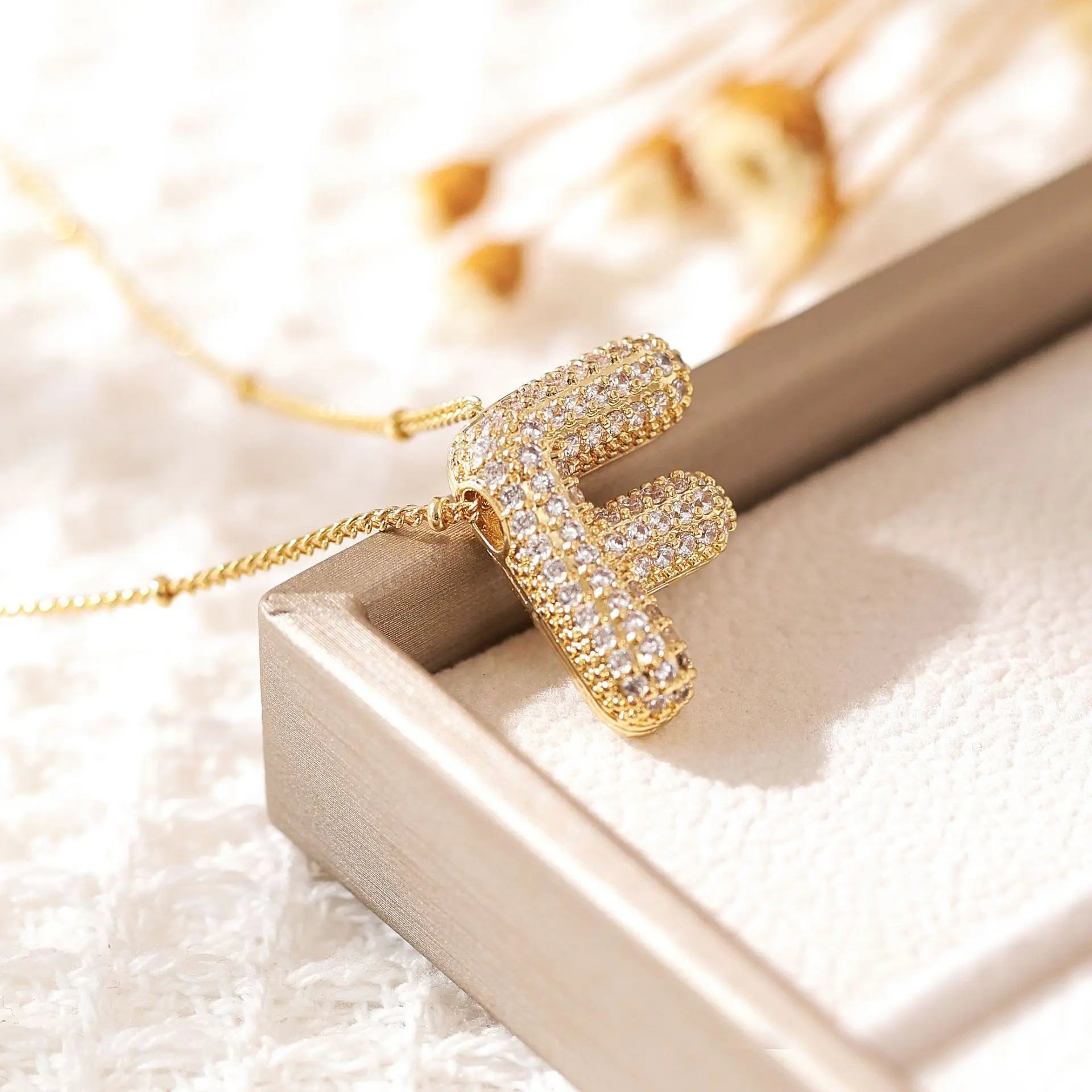 ZAKOL Gold Plated Cubic Zirconia Alphabet Necklace – Monogram Initial Jewelry for Women & Girls