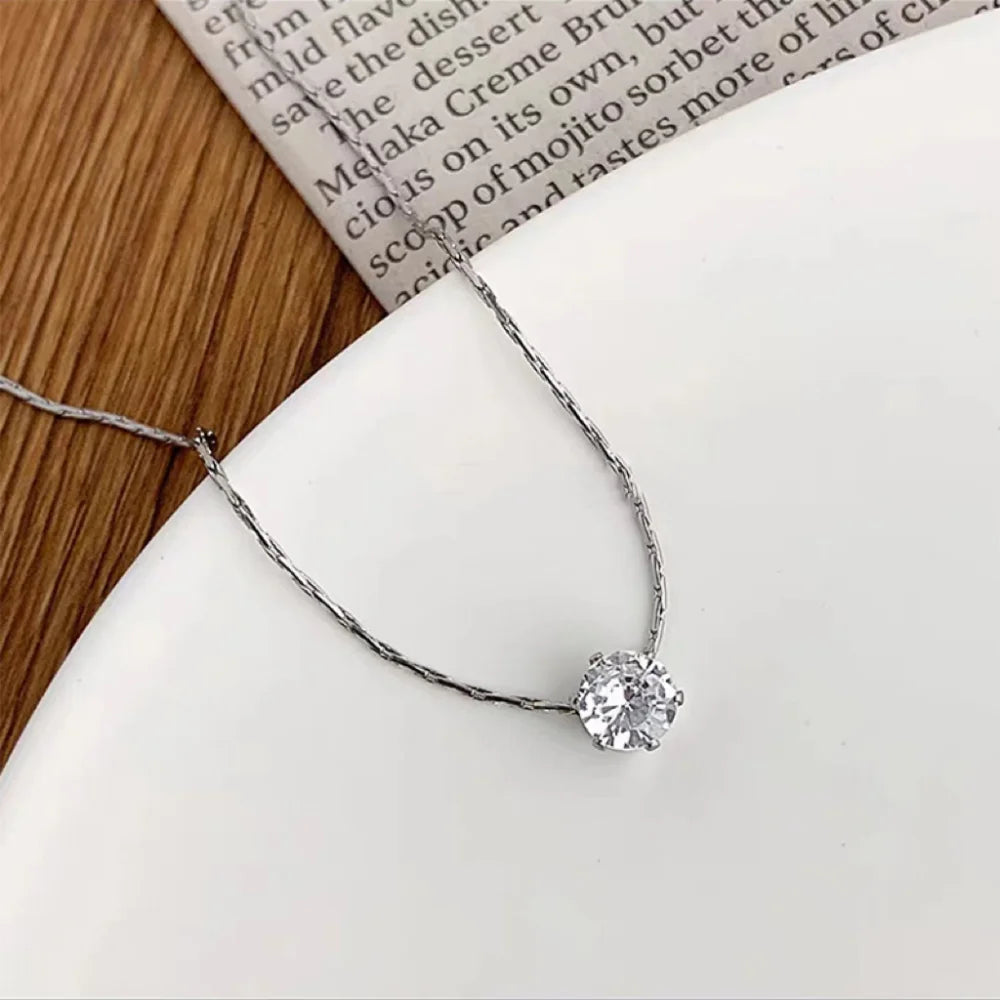 Gold Plated Zircon Minimalist Necklace for Women