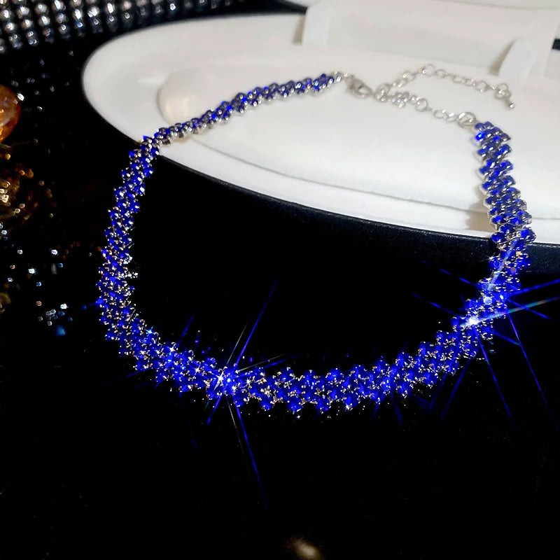Shiny Rhinestone Choker Necklace for Women