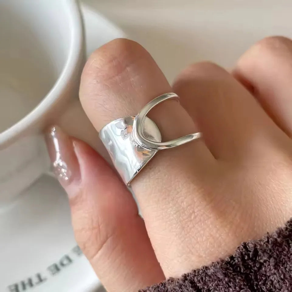 VENTFILLE 925 Silver Geometric Ring for Women