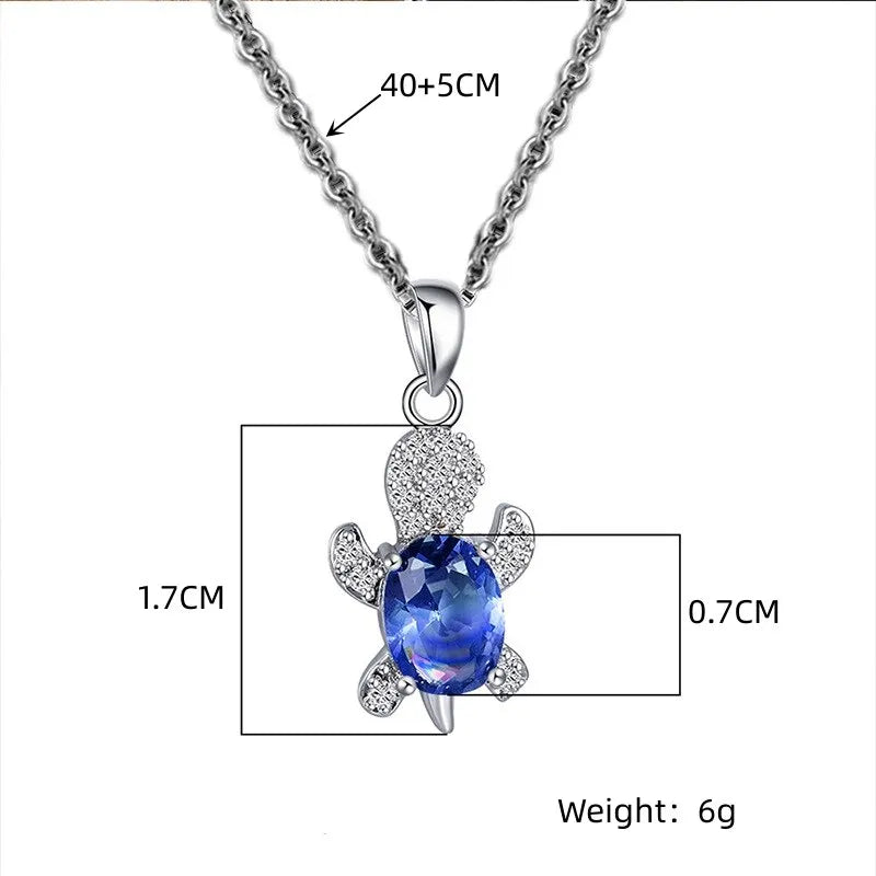 Silver Turtle Necklace & Earrings Set for Women