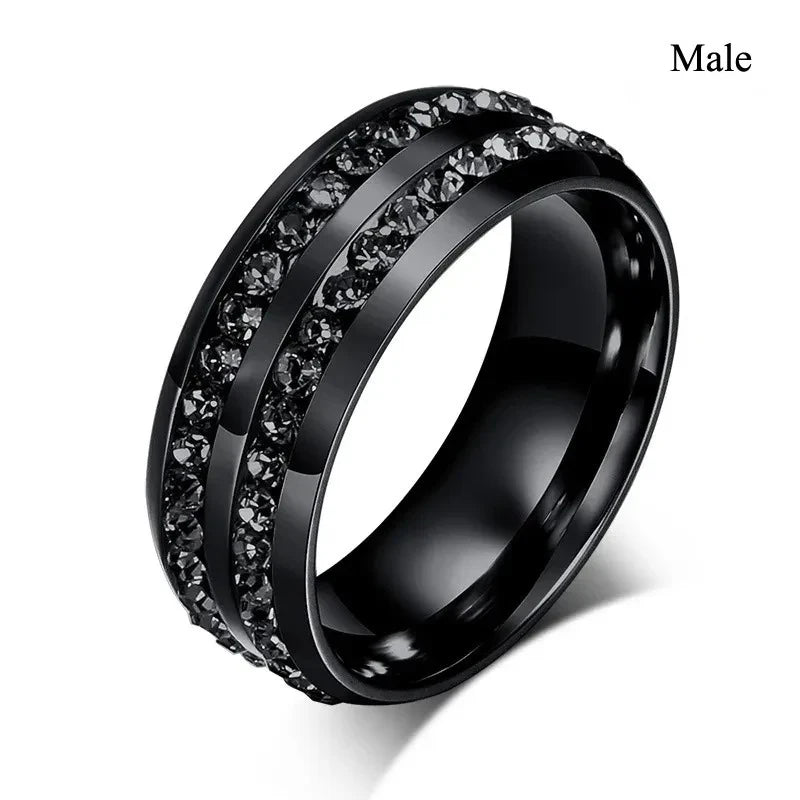 Couple Rings Red Rhinestone Celtic Dragon Stainless
