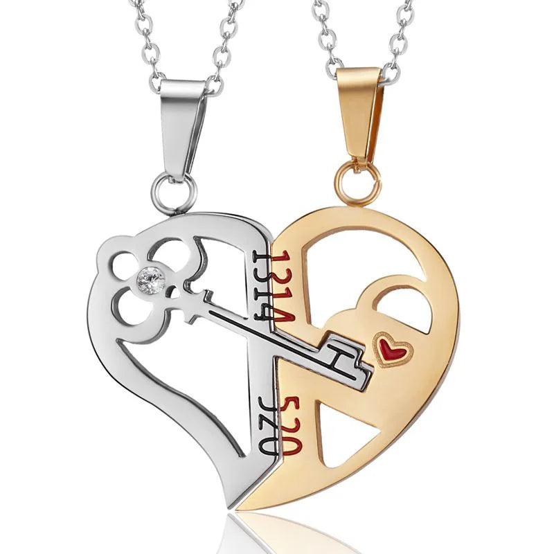 Couple Heartbeat Pendant Necklace for Couples