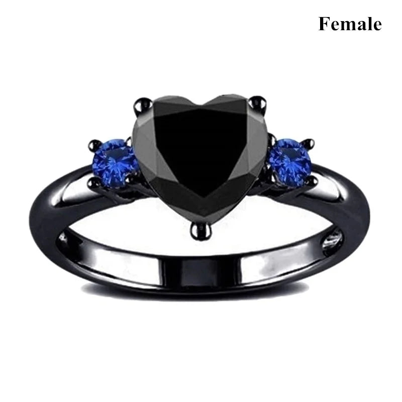 Couple Rings Red Rhinestone Celtic Dragon Stainless