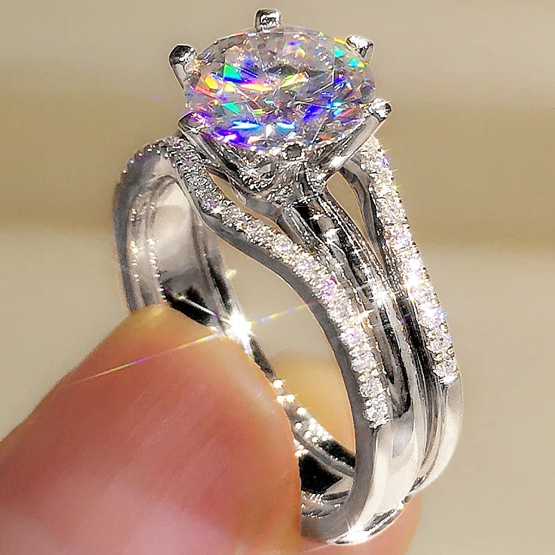 Rose Gold CZ Engagement Ring for Women