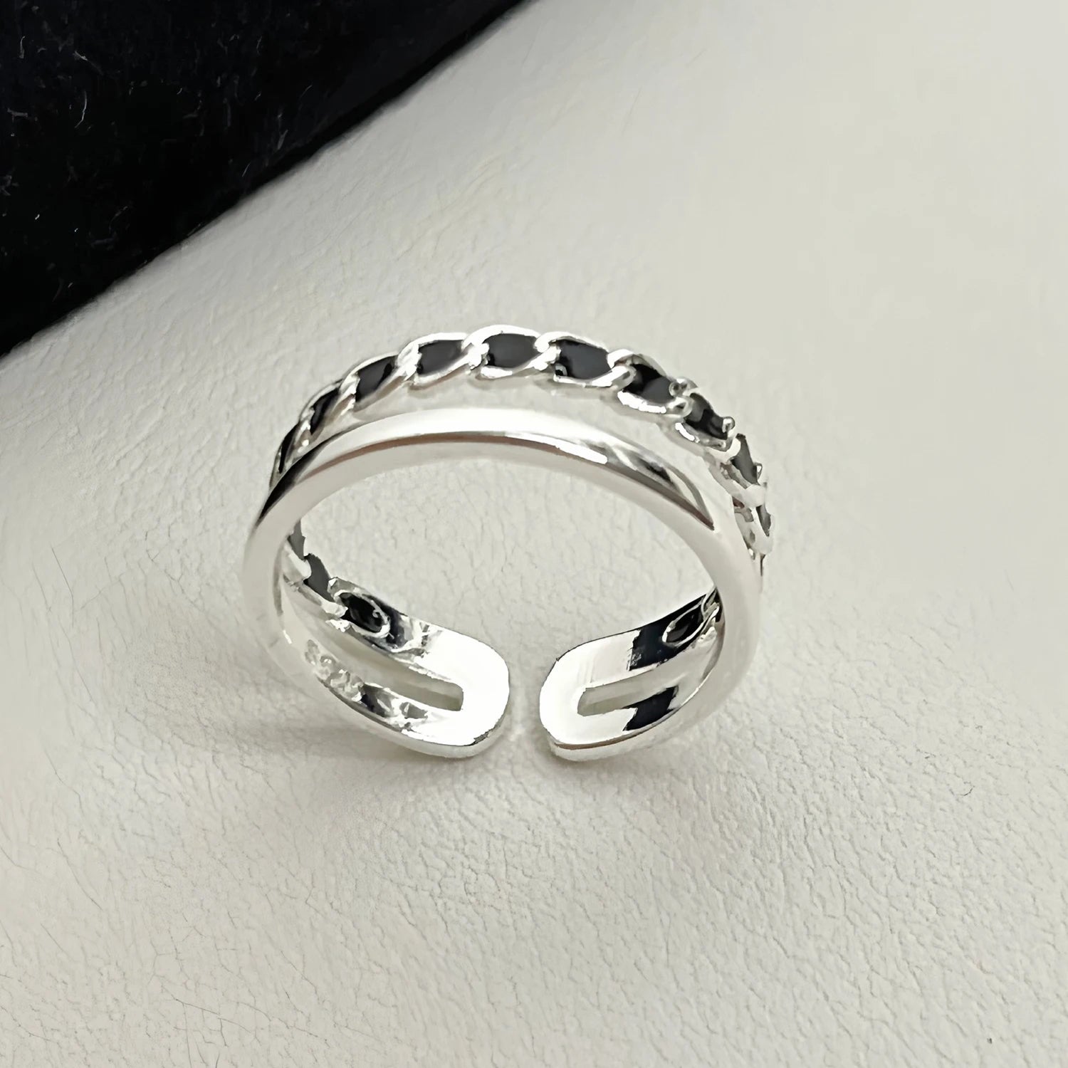 Sam Panda 925 Silver Adjustable Chain Ring