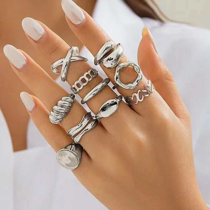 Geometric Gold Ring Set (12PCS)
