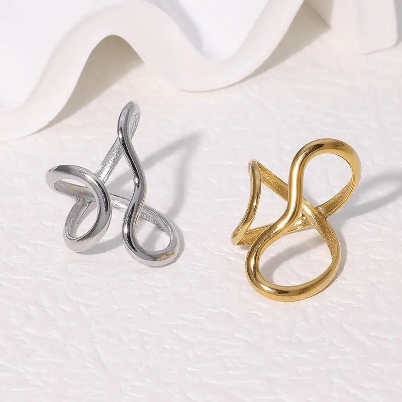 18K Gold Plated Stainless Steel Open Ring – Trendy Women’s Jewelry