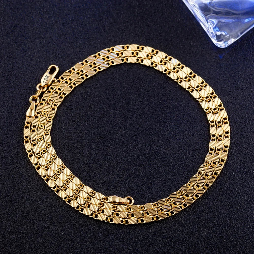 18K Gold & 925 Silver Side Chain Necklace – Unisex 2MM Chain in Multiple Lengths (16–30 Inch)
