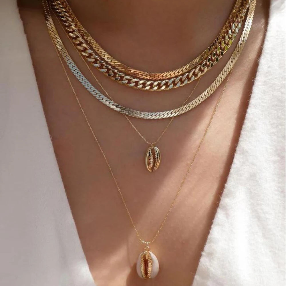 Vintage Gold Multi-Layer Crystal Necklace Set – Boho Trendy Jewelry for Women
