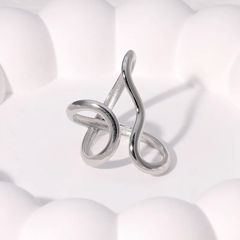 18K Gold Plated Stainless Steel Open Ring – Trendy Women’s Jewelry
