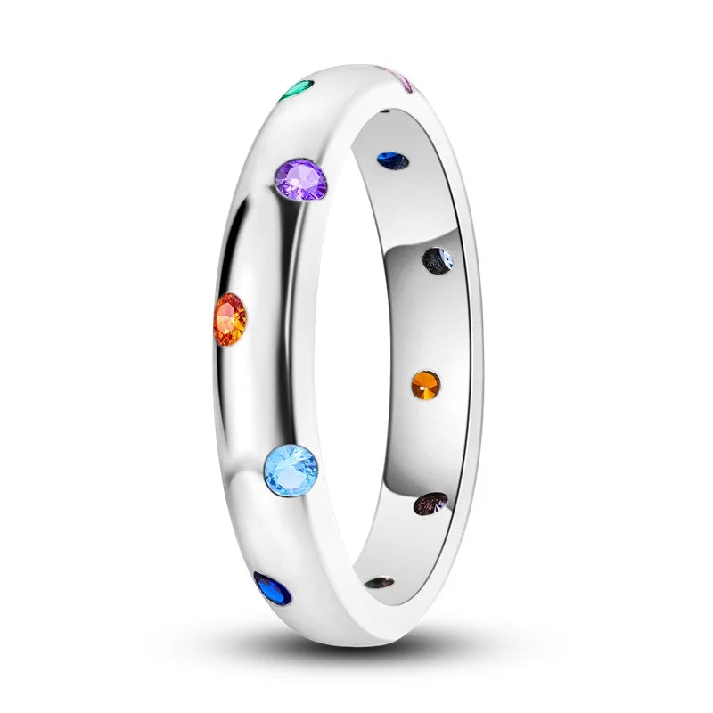 925 Silver Star Moon Colorful Zircon Ring

Product Description: