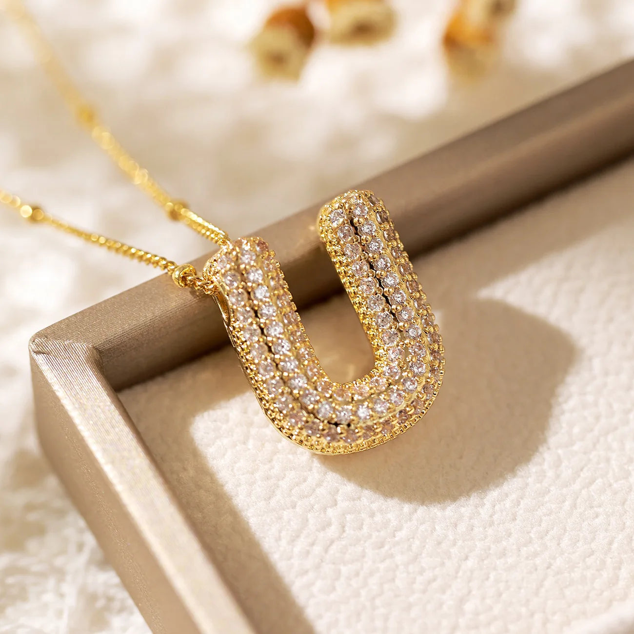 ZAKOL Gold Plated Cubic Zirconia Alphabet Necklace – Monogram Initial Jewelry for Women & Girls