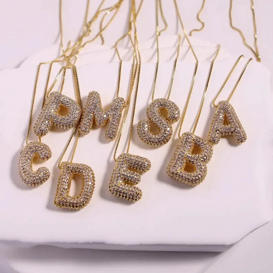 ZAKOL Gold Plated Cubic Zirconia Alphabet Necklace – Monogram Initial Jewelry for Women & Girls