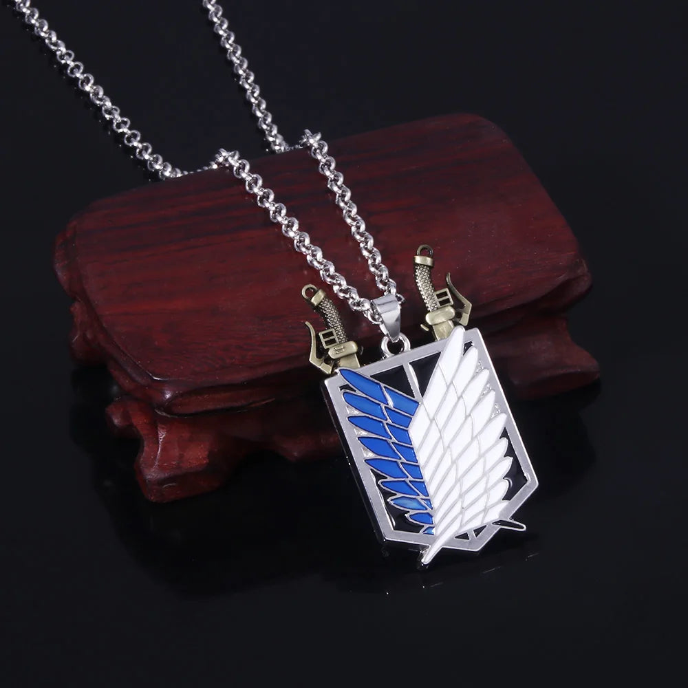 Attack on Titan Wings of Freedom Necklace – Punk Survey Corps Pendant Jewelry for Fans