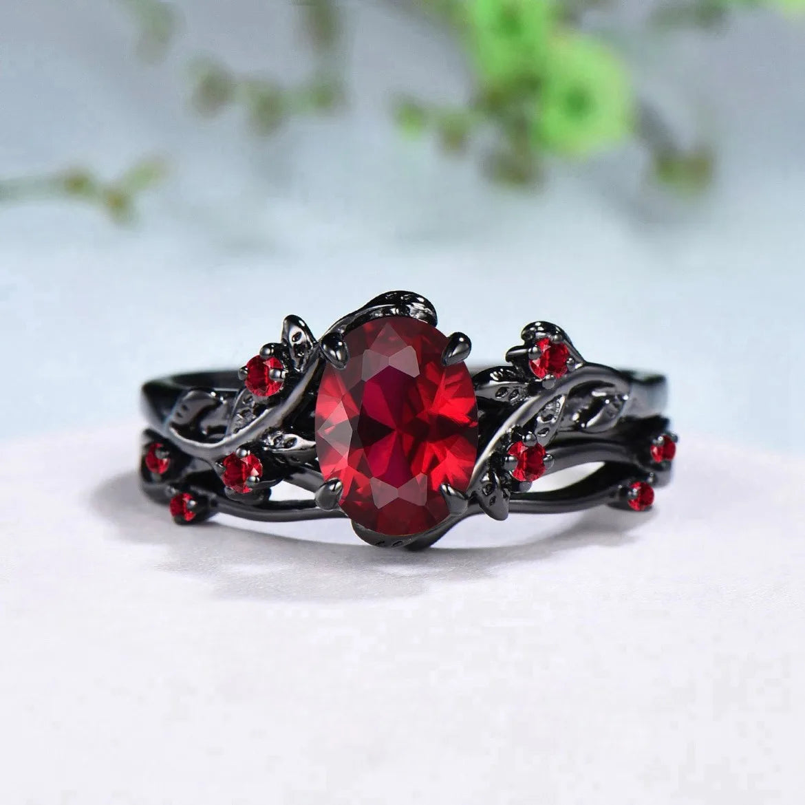 Couple Rings Red Rhinestone Celtic Dragon Stainless