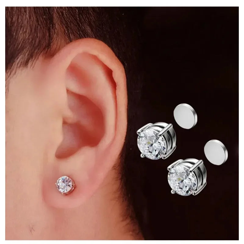 Magnetic Crystal Ear Studs – Non-Piercing Punk Earrings for Men & Women