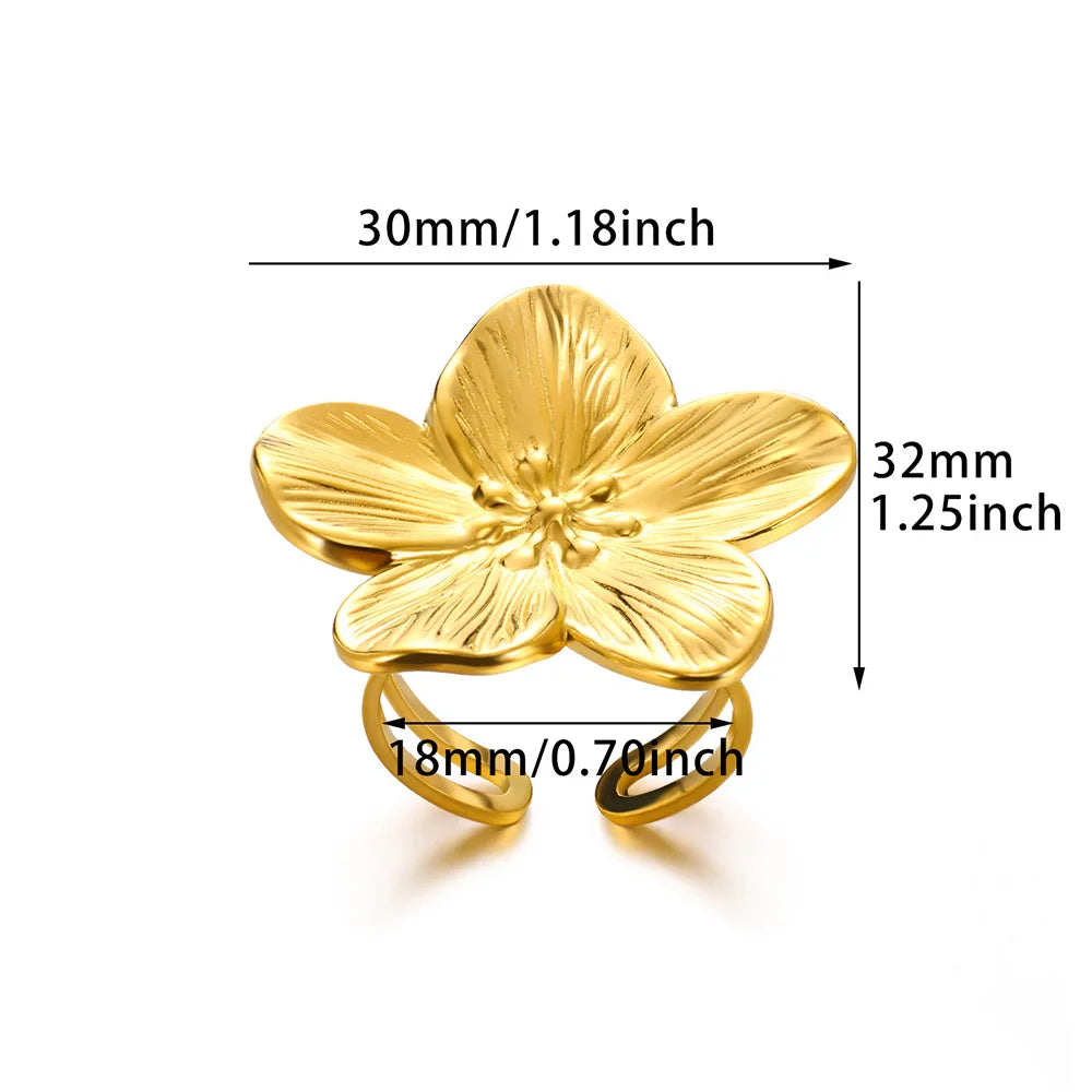 Elegant Gold Bloom Flower Open Ring