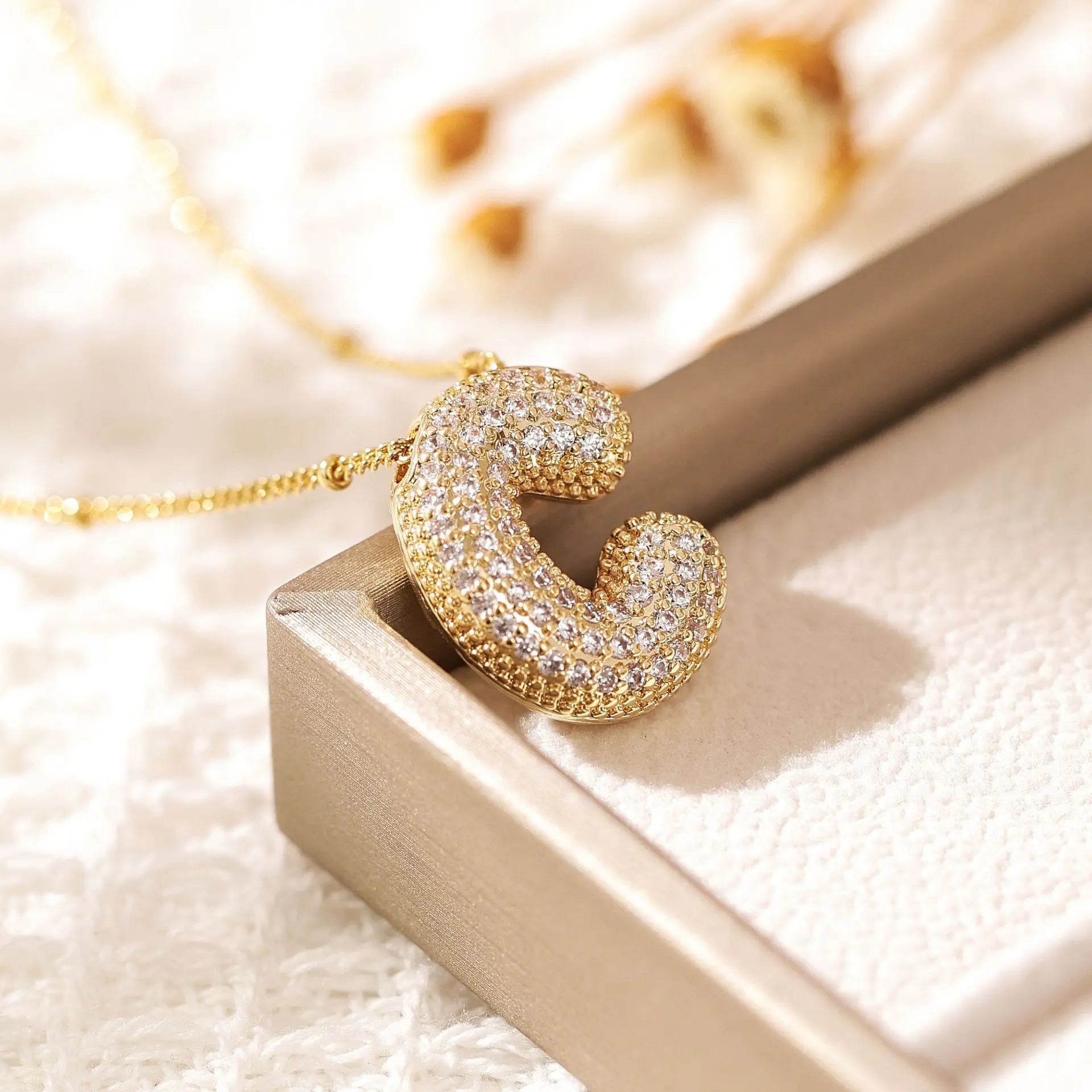 ZAKOL Gold Plated Cubic Zirconia Alphabet Necklace – Monogram Initial Jewelry for Women & Girls