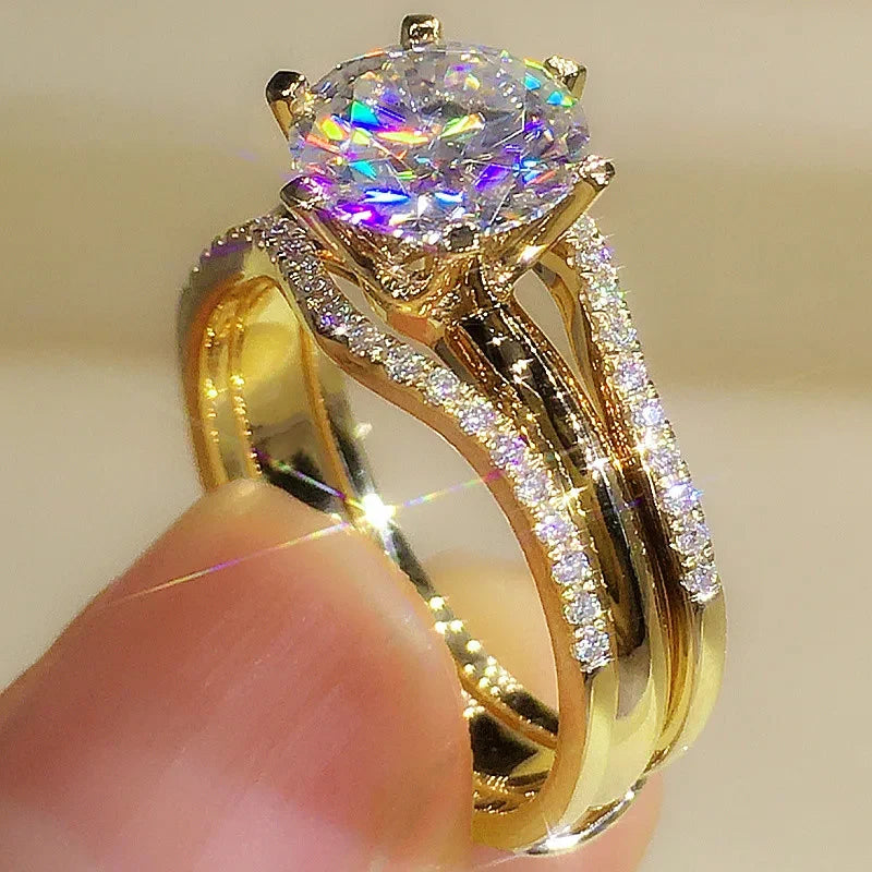 Rose Gold CZ Engagement Ring for Women
