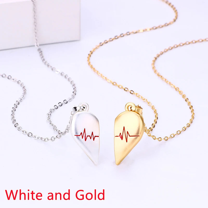 Couple Heartbeat Pendant Necklace for Couples