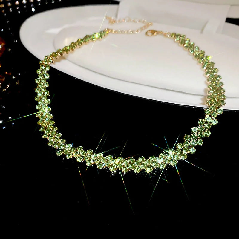 Shiny Rhinestone Choker Necklace for Women