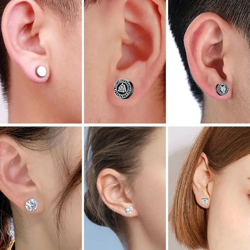 Magnetic Crystal Ear Studs – Non-Piercing Punk Earrings for Men & Women