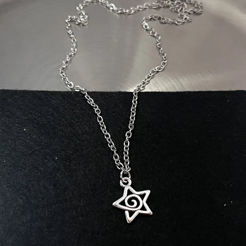Y2K Fire Heart Teeth Pendant Necklace Unisex