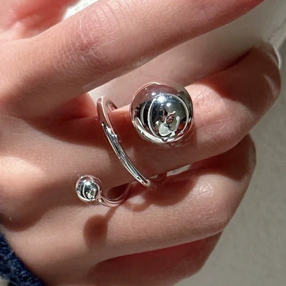 Sam Panda 925 Silver Adjustable Chain Ring