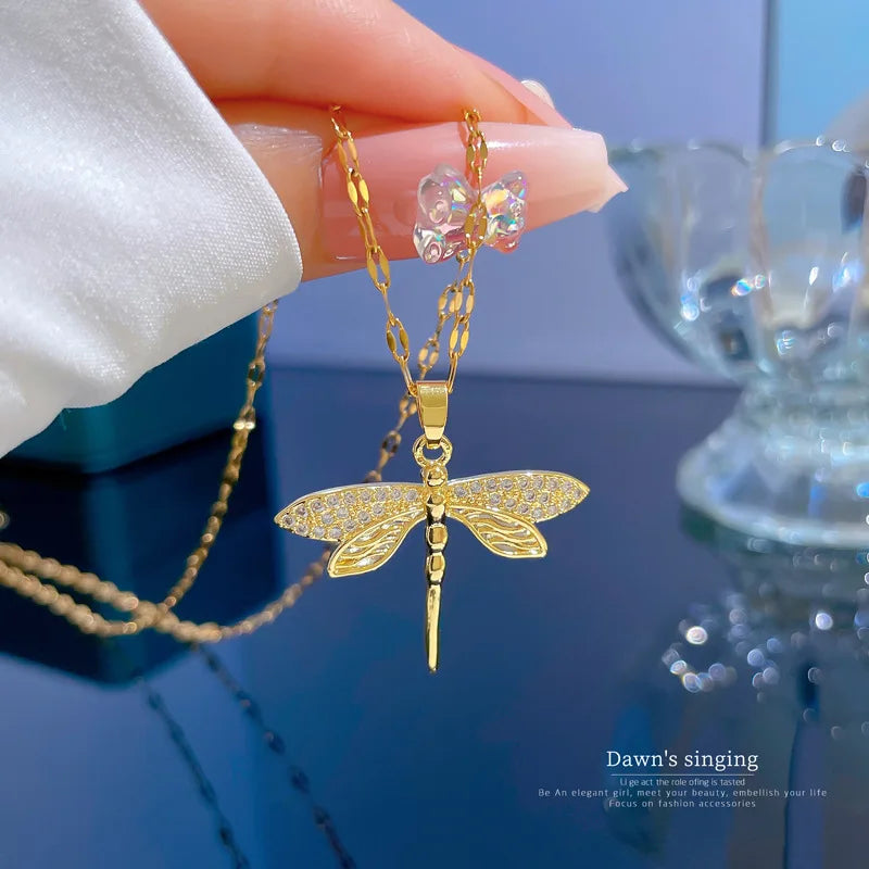 Personalized Dragonfly Pendant Necklace for Women