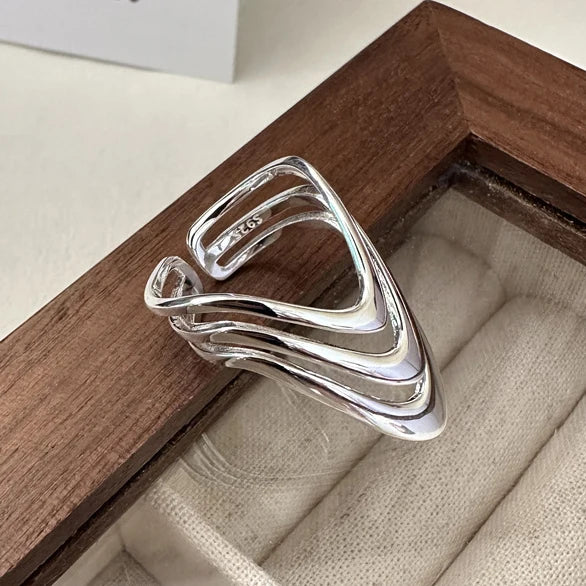 VENTFILLE 925 Silver Geometric Ring for Women
