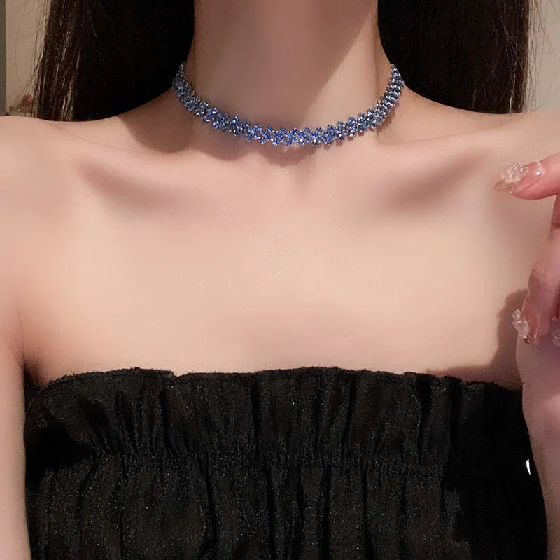 Shiny Rhinestone Choker Necklace for Women