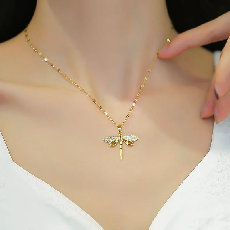 Personalized Dragonfly Pendant Necklace for Women